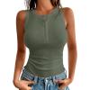 imageANRABESS Tank Tops for Women Sleeveless Henley High Neck Summer Casual Ribbed Slim Shirts Racerback Beach Vacation ClothesArmy Green