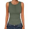imageANRABESS Tank Tops for Women Sleeveless Henley High Neck Summer Casual Ribbed Slim Shirts Racerback Beach Vacation ClothesArmy Green