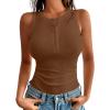 imageANRABESS Tank Tops for Women Sleeveless Henley High Neck Summer Casual Ribbed Slim Shirts Racerback Beach Vacation ClothesBrown
