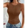 imageANRABESS Tank Tops for Women Sleeveless Henley High Neck Summer Casual Ribbed Slim Shirts Racerback Beach Vacation ClothesBrown