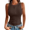 imageANRABESS Tank Tops for Women Sleeveless Henley High Neck Summer Casual Ribbed Slim Shirts Racerback Beach Vacation ClothesCoffee