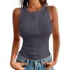 imageANRABESS Tank Tops for Women Sleeveless Henley High Neck Summer Casual Ribbed Slim Shirts Racerback Beach Vacation ClothesDeep Gray