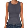 imageANRABESS Tank Tops for Women Sleeveless Henley High Neck Summer Casual Ribbed Slim Shirts Racerback Beach Vacation ClothesDeep Gray