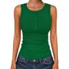 imageANRABESS Tank Tops for Women Sleeveless Henley High Neck Summer Casual Ribbed Slim Shirts Racerback Beach Vacation ClothesGreen