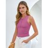 imageANRABESS Tank Tops for Women Sleeveless Henley High Neck Summer Casual Ribbed Slim Shirts Racerback Beach Vacation ClothesHot Pink