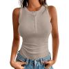 imageANRABESS Tank Tops for Women Sleeveless Henley High Neck Summer Casual Ribbed Slim Shirts Racerback Beach Vacation ClothesKhaki