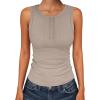 imageANRABESS Tank Tops for Women Sleeveless Henley High Neck Summer Casual Ribbed Slim Shirts Racerback Beach Vacation ClothesKhaki
