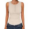 imageANRABESS Tank Tops for Women Sleeveless Henley High Neck Summer Casual Ribbed Slim Shirts Racerback Beach Vacation ClothesLight Beige