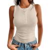 imageANRABESS Tank Tops for Women Sleeveless Henley High Neck Summer Casual Ribbed Slim Shirts Racerback Beach Vacation ClothesLight Beige