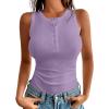 imageANRABESS Tank Tops for Women Sleeveless Henley High Neck Summer Casual Ribbed Slim Shirts Racerback Beach Vacation ClothesLight Purple