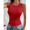 imageANRABESS Tank Tops for Women Sleeveless Henley High Neck Summer Casual Ribbed Slim Shirts Racerback Beach Vacation ClothesRed