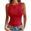 imageANRABESS Tank Tops for Women Sleeveless Henley High Neck Summer Casual Ribbed Slim Shirts Racerback Beach Vacation ClothesRed