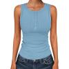 imageANRABESS Tank Tops for Women Sleeveless Henley High Neck Summer Casual Ribbed Slim Shirts Racerback Beach Vacation ClothesSky Blue