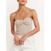 imageANRABESS Tube Top for Women Summer Strapless Bandeau Knit Twist Knot Corset Crop Basic Tank Tops 2026 Vacation Beach ClothesApricot
