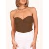imageANRABESS Tube Top for Women Summer Strapless Bandeau Knit Twist Knot Corset Crop Basic Tank Tops 2026 Vacation Beach ClothesCaramel
