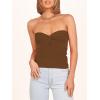 imageANRABESS Tube Top for Women Summer Strapless Bandeau Knit Twist Knot Corset Crop Basic Tank Tops 2026 Vacation Beach ClothesCaramel