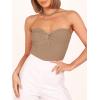 imageANRABESS Tube Top for Women Summer Strapless Bandeau Knit Twist Knot Corset Crop Basic Tank Tops 2026 Vacation Beach ClothesKhaki