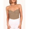 imageANRABESS Tube Top for Women Summer Strapless Bandeau Knit Twist Knot Corset Crop Basic Tank Tops 2026 Vacation Beach ClothesKhaki