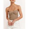 imageANRABESS Tube Top for Women Summer Strapless Bandeau Knit Twist Knot Corset Crop Basic Tank Tops 2026 Vacation Beach ClothesKhaki