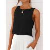 imageANRABESS Women Crop Tank Tops High Neck Sleeveless Linen Shirts 2026 Summer Outfits Casual Blouse Beach Vacation ClothesBlack