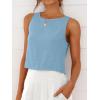 imageANRABESS Women Crop Tank Tops High Neck Sleeveless Linen Shirts 2026 Summer Outfits Casual Blouse Beach Vacation ClothesBright Blue