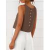 imageANRABESS Women Crop Tank Tops High Neck Sleeveless Linen Shirts 2026 Summer Outfits Casual Blouse Beach Vacation ClothesBrown
