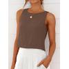 imageANRABESS Women Crop Tank Tops High Neck Sleeveless Linen Shirts 2026 Summer Outfits Casual Blouse Beach Vacation ClothesBrown