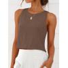 imageANRABESS Women Crop Tank Tops High Neck Sleeveless Linen Shirts 2026 Summer Outfits Casual Blouse Beach Vacation ClothesBrown