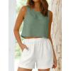 imageANRABESS Women Crop Tank Tops High Neck Sleeveless Linen Shirts 2026 Summer Outfits Casual Blouse Beach Vacation ClothesLight Green