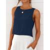 imageANRABESS Women Crop Tank Tops High Neck Sleeveless Linen Shirts 2026 Summer Outfits Casual Blouse Beach Vacation ClothesNavy Blue