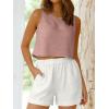 imageANRABESS Women Crop Tank Tops High Neck Sleeveless Linen Shirts 2026 Summer Outfits Casual Blouse Beach Vacation ClothesPink