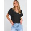 imageANRABESS Women Dressy Tops Short Sleeve Casual Blouses V Neck Lace Trim Summer Boho Shirts 2026 Spring Trendy ClothesBlack