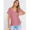 imageANRABESS Women Dressy Tops Short Sleeve Casual Blouses V Neck Lace Trim Summer Boho Shirts 2026 Spring Trendy ClothesDusty Rose