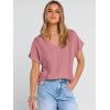 imageANRABESS Women Dressy Tops Short Sleeve Casual Blouses V Neck Lace Trim Summer Boho Shirts 2026 Spring Trendy ClothesDusty Rose