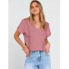 imageANRABESS Women Dressy Tops Short Sleeve Casual Blouses V Neck Lace Trim Summer Boho Shirts 2026 Spring Trendy ClothesDusty Rose