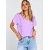 imageANRABESS Women Dressy Tops Short Sleeve Casual Blouses V Neck Lace Trim Summer Boho Shirts 2026 Spring Trendy ClothesLight Purple