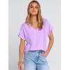 imageANRABESS Women Dressy Tops Short Sleeve Casual Blouses V Neck Lace Trim Summer Boho Shirts 2026 Spring Trendy ClothesLight Purple