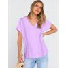 imageANRABESS Women Dressy Tops Short Sleeve Casual Blouses V Neck Lace Trim Summer Boho Shirts 2026 Spring Trendy ClothesLight Purple