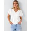 imageANRABESS Women Dressy Tops Short Sleeve Casual Blouses V Neck Lace Trim Summer Boho Shirts 2026 Spring Trendy ClothesWhite