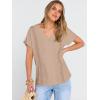 imageANRABESS Women Dressy Tops Short Sleeve Casual Blouses V Neck Lace Trim Summer Boho Shirts 2026 Spring Trendy ClothesYellow Khaki