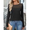 imageANRABESS Women Lace Tops Long Sleeve Shirts Eyelet Dressy Casual Blouses 2026 Fall Business Work OutfitsBlack