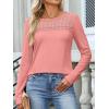 imageANRABESS Women Lace Tops Long Sleeve Shirts Eyelet Dressy Casual Blouses 2026 Fall Business Work OutfitsCoral