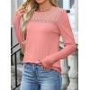 imageANRABESS Women Lace Tops Long Sleeve Shirts Eyelet Dressy Casual Blouses 2026 Fall Business Work OutfitsCoral