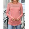 imageANRABESS Women Lace Tops Long Sleeve Shirts Eyelet Dressy Casual Blouses 2026 Fall Business Work OutfitsCoral