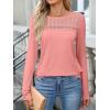 imageANRABESS Women Lace Tops Long Sleeve Shirts Eyelet Dressy Casual Blouses 2026 Fall Business Work OutfitsCoral