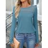 imageANRABESS Women Lace Tops Long Sleeve Shirts Eyelet Dressy Casual Blouses 2026 Fall Business Work OutfitsCyan