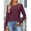 imageANRABESS Women Lace Tops Long Sleeve Shirts Eyelet Dressy Casual Blouses 2026 Fall Business Work OutfitsWinered