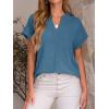 imageANRABESS Women Short Sleeve Henley Top V Neck Dressy Business Casual Work Blouses Summer Shirts 2026 Vacation Fashion ClothesLake Blue
