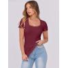 imageANRABESS Women Short Sleeve Tops Scoop Neck Ribbed Knit Slim Fitted Basic Tee Shirt Casual Summer Clothes 2026 Spring OutfitsDeep Red