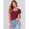 imageANRABESS Women Short Sleeve Tops Scoop Neck Ribbed Knit Slim Fitted Basic Tee Shirt Casual Summer Clothes 2026 Spring OutfitsDeep Red